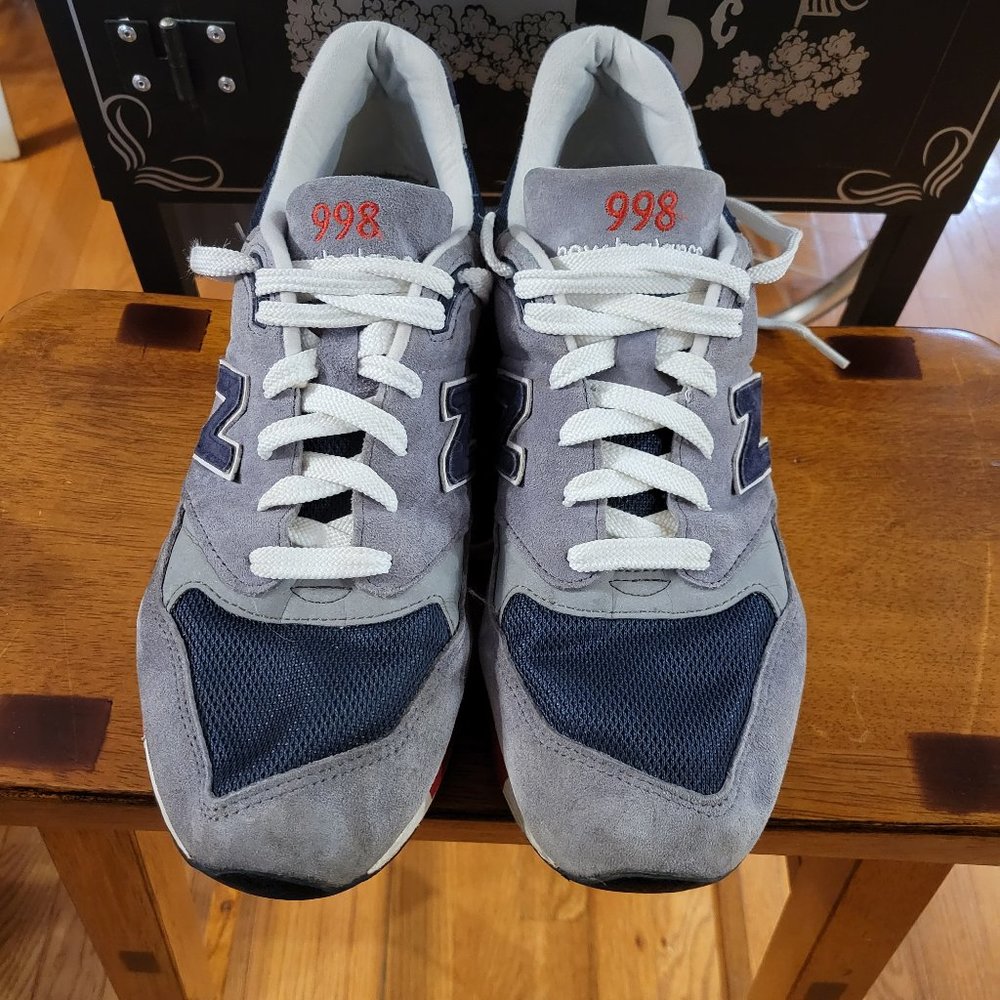RARE NEW BALANCE 998 M998GNR GREY NAVY BLUE RED SILVER SIZE 11 MADE IN USA